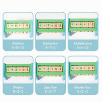 Mainan Silinder Matematika Kayu untuk Anak-anak Montessori Blok Aritmatika Berputar dengan Jam Belajar untuk Balita