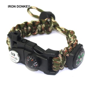Irondonkey ngoài trời đa chức năng khẩn cấp ô dây dẫn ánh sáng Vòng đeo tay ngoài trời giúp điều chỉnh vòng đeo tay còi SOS công cụ - Product Image 5