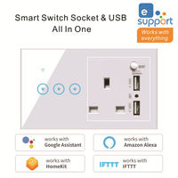 Prise murale intelligente Wi-Fi multifonctionnelle tout-en-un avec USB, 10A 240V, étanchéité IPX7, contrôle à distance via application, compatible Alexa et Google Home