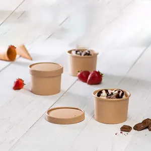 Paper Soup Cups Paper Ice Cream Container Paper Frozen Yogurt Cup Disposable Food Beverage Packaging Single Wall 1-6colors
