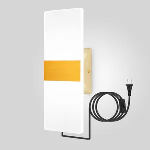 luzes de parede quarto principal Suppliers-Arandela de parede moderna de led, tomada branca fria de parede com ligamento/desligador para caminho, quarto, varanda (ouro)