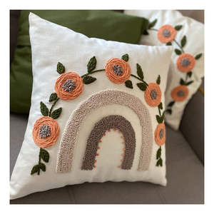 Idée de cadeau unique, housses de <span class=keywords><strong>coussin</strong></span> d'oreiller à aiguille, décor à la maison, <span class=keywords><strong>motif</strong></span> de fleurs de luxe pour décoration de chambre - Product Image 1