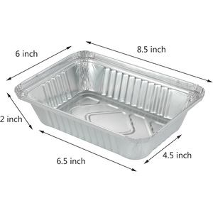OEM Logo Rectangle Aluminum <b>Foil</b> Disposable Takeaway Food <b>Container</b> with Recyclable Plastic Lid Food Grade - Product Image 2