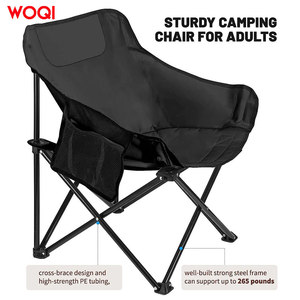Chaise pliante d'extérieur Woqi en aluminium noir avec tissu Oxford, pour le camping et le jardin, avec porte-gobelet - Product Image 3