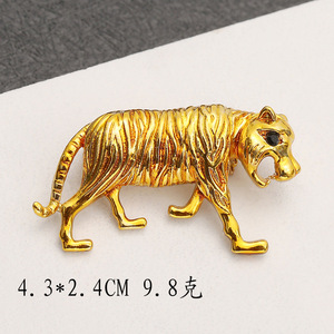 เข็มกลัดลายเสือขนาดใหญ่พิเศษ สไตล์เรโทร ประดับคริสตัลและเพชรเทียม สีทองโบราณ/สีเงิน ของขวัญงานหมั้น/งานแต่งงาน ชุบโลหะผสม - Product Image 4