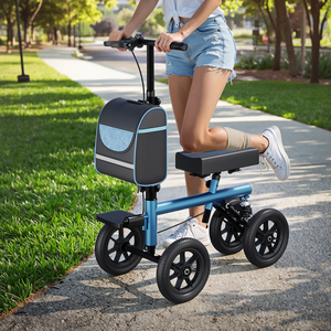 Mateside YC-R1005 Leve Aço Carbono Dobrável Joelho Walker Mobilidade Aid Punho Ajustável Idosos Andando Apoio Todos - Product Image 1