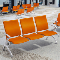 Banc d'attente en acier de qualité supérieure à 3 places avec design ergonomique pour les hôpitaux, les cliniques, les zones de réception modernes des entreprises