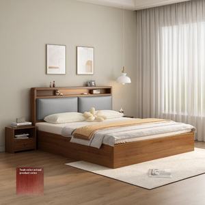 Modern European Wall <b>Bed</b> 1.5m Double and 1.8m <b>Single</b> With <b>Storage</b> Rack Solid Oak Wood for Rental Room MY8972 MY8972 - Product Image 2