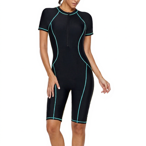 Maillot de bain une pièce pour femme, imprimé corps entier, motif éclair, séchage rapide, en Spandex et Polyester, avec design de col, style combinaison - Product Image 1
