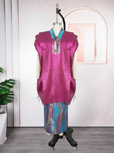 H&D S10722 Ensemble <span class=keywords><strong>Jupe</strong></span> Africaine Boubou de Haute Qualité en Polyester, Ensemble Deux Pièces Tendance Dashiki pour Femme - Product Image 5