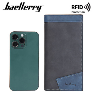 Baellerry Men's Long <b>Wallet</b> Black Leather <b>RFID</b> Protection Multi Card Slot Bi Fold Zippered <b>Wallet</b> Everyday Use - Product Image 3