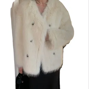 Casaco de raposa de pele falsa feminino, design personalizado oem preço casual inverno cor sólida plus size