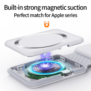 Station de charge sans fil magnétique pliable <span class=keywords><strong>2</strong></span> en 1, charge rapide pour iPhone et Apple Watch, support de voyage portable - Product Image 3