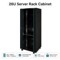 Armoire de serveur réseau 26U, coffret rack 19 pouces en acier laminé à froid, armoire de données murale intérieure, fabrication OEM en tôle