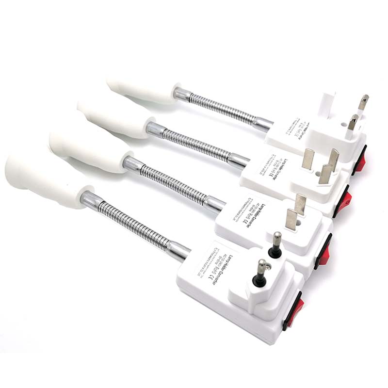 Европейская, американская, австралийская, европейская, Британская, американская, австралийская штепсельная вилка к E27 осветительному прибору, светодиодная лампочка с поворотным патроном и выключателем, 20 см