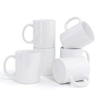 Tasses à café en céramique vierges pour sublimation – Blanches – 12 oz/340 ml (Lot de 6) – Compatibles micro-ondes et lave-vaisselle