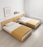 Lit Tatami Japonais en Bois à Plateforme Flottante, Cadre de Lit Basse avec Rangement, Tailles Queen et King, Meuble de Chambre à Coucher – Vente en Gros