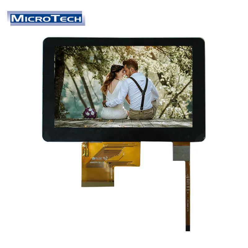 Microtech 800x480 Resolution 5 Inch RGB Interface 350cd/m2 Brightness TFT LCD with Capacitive Touch Panel for Equipment
