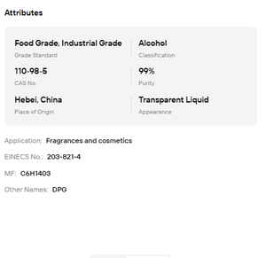 Dipropilenglicol (DPG) de Grado Cosmético 99% CAS 110-98-5, Materia Prima Solvente para Perfumes - Product Image 6