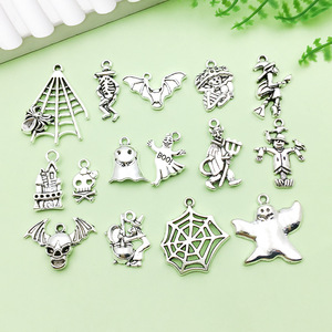 Pendentif breloque Halloween en alliage d'argent antique, formes variées, accessoire de fabrication de bijoux DIY - Product Image 4