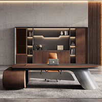Luxe moderne E0 placage de bois en forme de L bureau exécutif conception de panneau extensible pour patron directeur PDG bureau à domicile chambre