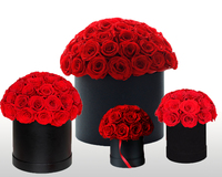 Boîte en velours naturel avec roses éternelles personnalisées, tête de champignon, logo personnalisé - Longue durée (3-5 ans) pour la Saint-Valentin, Noël