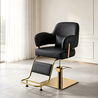 Fauteuil de barbier hydraulique moderne, chaise de salon unique, réglable en hauteur, en cuir marron, pour salon de coiffure