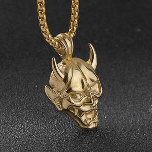 Collier Pendentif Crâne Démon Horned Gothique en Acier Inoxydable Horus, Bijou Hip Hop pour Homme - Product Image 2