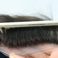 Perruque de cheveux humains à boucle en V Super fine pour hommes, postiche de remplacement de cheveux vierges en PU