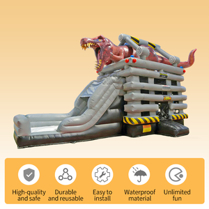 Château gonflable commercial dinosaure avec toboggan, en PVC, facile à monter - Product Image 2