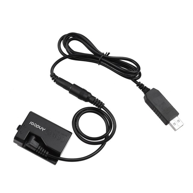 ACK-E10 5V USB Dummy Battery DC Coupler Adapter(Replacement for LP-E10) Compatible With Canon EOS Rebel T3/T5/T6/T7/T100/Kiss X5