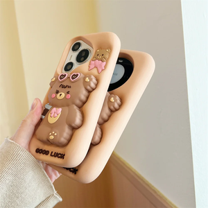 <span class=keywords><strong>Cartone</strong></span> <span class=keywords><strong>animato</strong></span> carino 3D orso staffa retrattile in Silicone custodia del telefono per Samsung <span class=keywords><strong>Galaxy</strong></span> S25 A16 A26 A36 A56 Ultra antiurto Cover posteriore - Product Image 3