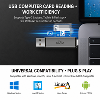 Pembaca Kartu Dual Connector USB C USB 3.0 SD Micro SD Bebas Driver, Pembacaan Simultan, Adaptor OTG Aluminium untuk MacBook Laptop PC