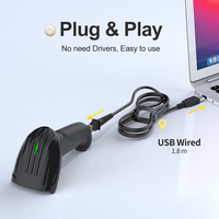 Escáner de Código de Barras Inalámbrico Xincode, Lector de Códigos de Barras Láser con Cable, Escáner USB 1D para Logística Express M-3100