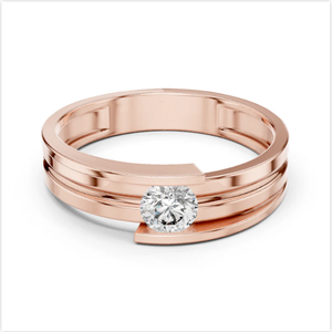 Anillo solitario de lujo para hombre con oro rosa y Diamante brillante en un aspecto elegante y refinado de diseño moderno de la India - Product Image 1