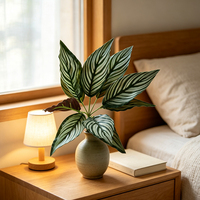Buisson de feuilles de Calathea rayées artificielles, fausse verdure pour arrangements floraux de mariage, toile de fond murale florale, plantes artificielles en gros