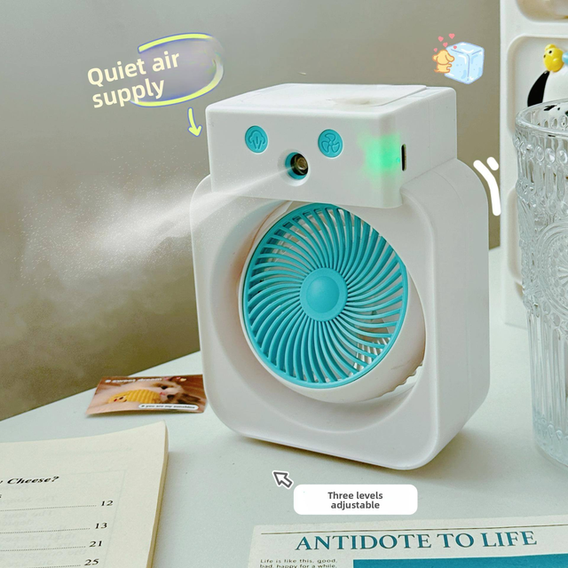 Portable Humidifier Compact Desktop Fan USB-charged 3-speed Plastic Spray Cooler Moisturizing air Conditioner