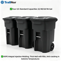 Contenedor de Basura con Ruedas de 32, 48, 64 y 96 Galones con Tapa, Carro de Basura de HDPE para Camiones de Recolección en América del Norte