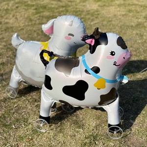 Cartone animato Alpaca KT Cat Car palloncino con ruote unicorno capibara per parco e stallo in alluminio palloncino accessorio - Product Image 3