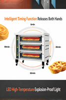 Four à sole électrique Euro 3 niveaux 9 plateaux, four de boulangerie commercial avec plaque de cuisson à vapeur pour pain, baguette, gâteau de lune, pizza