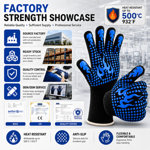 Gants de barbecue résistants à la chaleur en gros, gants de cuisson antidérapants en silicone pour four et cuisson - Product Image 6