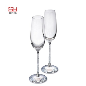Elegant Luxury High Quality Handmade Customized Tulip Shaped Silver Rim <strong>Champagne</strong> Glass <strong>Flutes</strong> For Party - Product Image 6