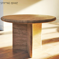 Table basse ronde en travertin de style nordique moderne pour salon, tendances Foshan