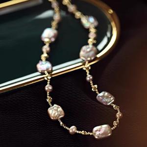 Collar de Perlas Barrocas Púrpuras Deslumbrantes Wenchi Alien, Lujoso, Natural, para Clavícula, de Alta Gama, con Personalidad Única y Sensibilidad Delicada - Product Image 5