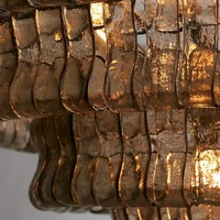 Lustre LED JYLIGHTING à 6 lumières, style campagne française, suspension en métal, verre ambré moderne, luminaire suspendu au plafond