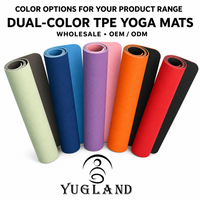 Tapis de yoga TPE bicolore Yugaland à marque privée, avec logo personnalisé, antidérapant, pour le fitness et la mode - Yugaland