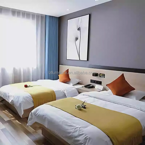 Muebles de Dormitorio Modulares de Bajo Costo para Hotel de 3 Estrellas, Juego Completo con Base de Cama de Madera, Escritorio, Silla, Mesitas de Noche, Cabecera y Colchón - Product Image 1