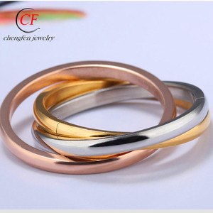 Anello di gioielli personalizzato anello a 3 cerchi in acciaio inossidabile legato 3 in un anello di moda per uomini e donne senza pietre - Product Image 5