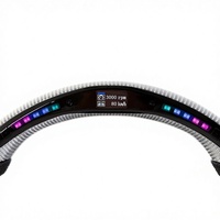 Volant sport en cuir YLC avec lumières LED, 4 branches, taille de poignée 10,5x4,5x2,5 cm pour Dodge Challenger 15-19
