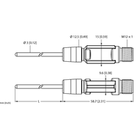 Sonde de détection de température Turck TP-206A-CF-H1141-L400 Pt100, connexion 4 fils, résistante aux vibrations/chocs, industrielle